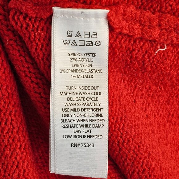 Cupcakes & Cashmere Red White Bow Sweater Sz L - Picture 7 of 9